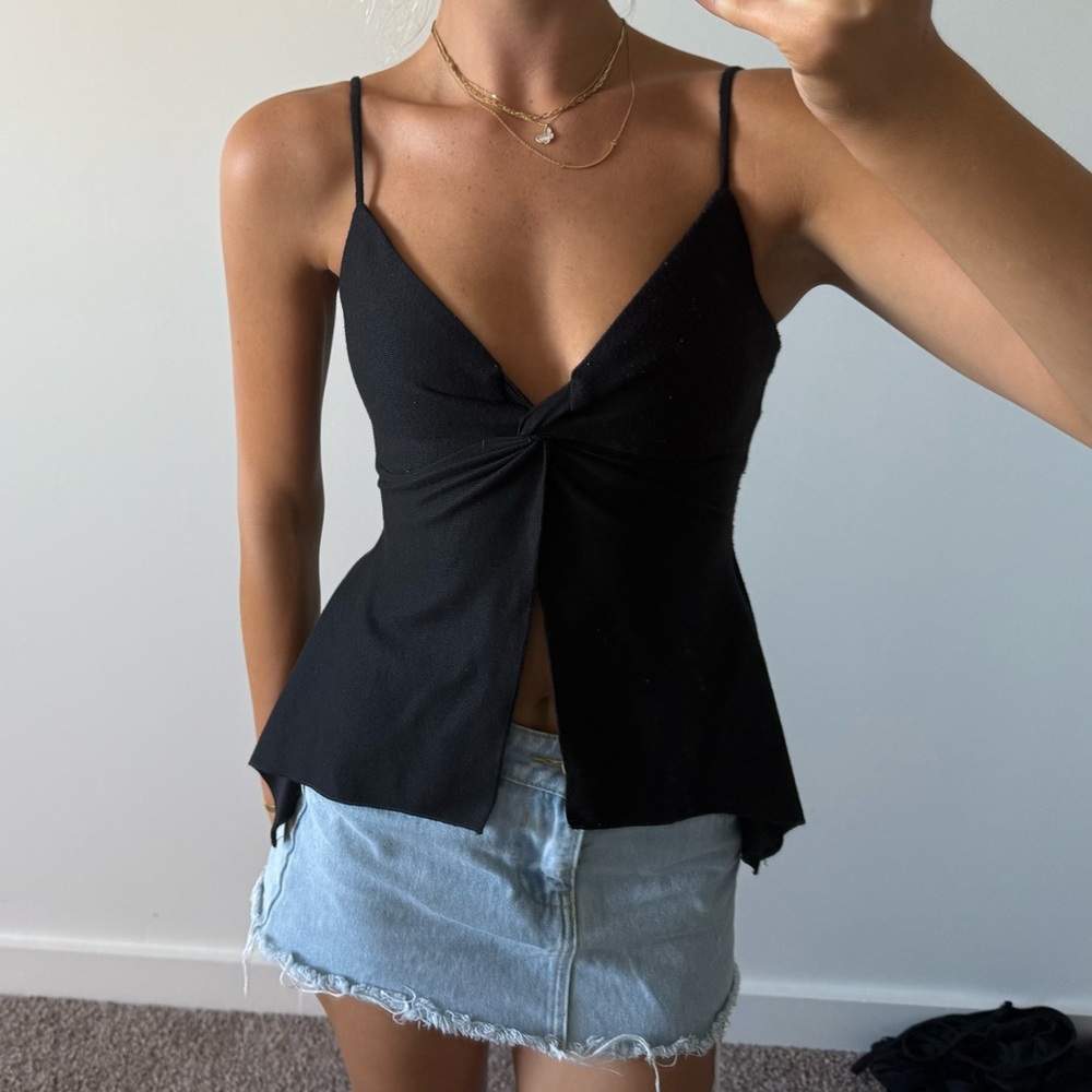 Tigermist Black Front Twist Top